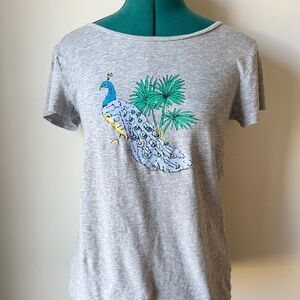 LOFT grey peacock graphic tee Size XS